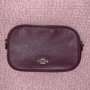 Coach Pebble Leather Cross chain Bag Dark plum
